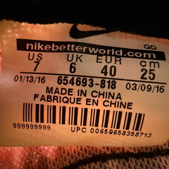 Nike Flywire Mens Track & Field Shoes Orange and Black Size 7 - Picture 8 of 9